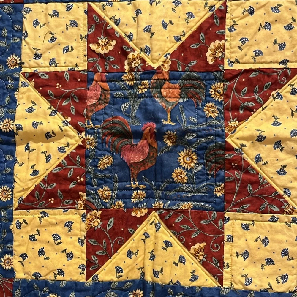 Quilted Wall Hanging German Star w/ Rooster Tuscan Kitchen Tuscan Colors